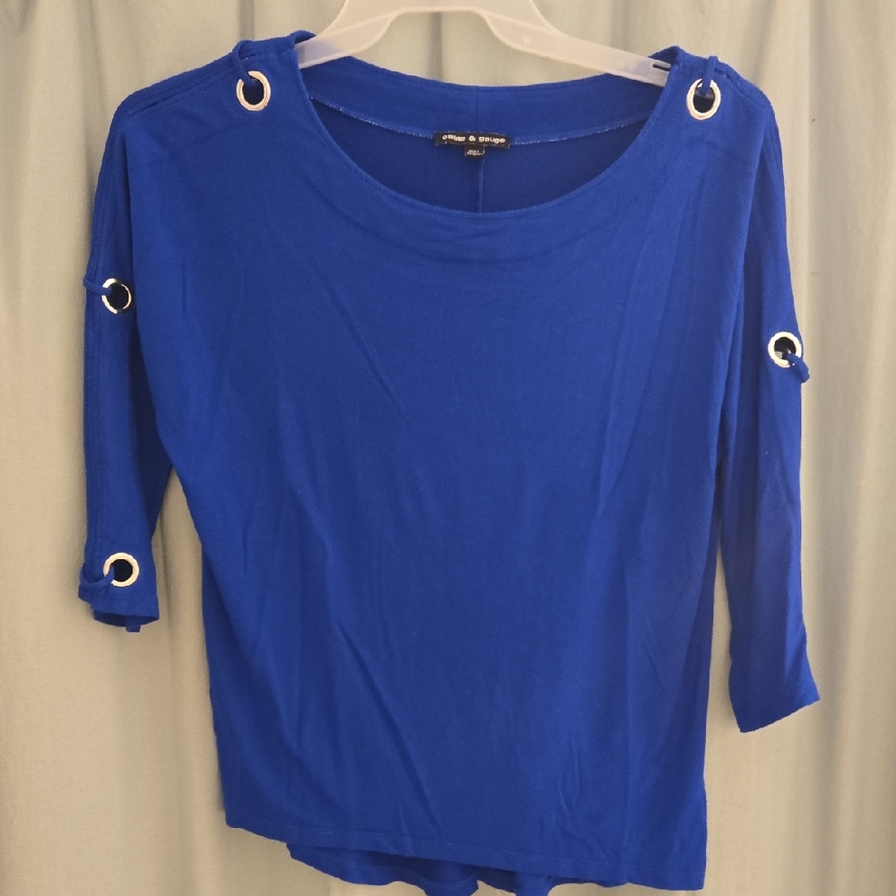 Cable & Gauge Cobalt Blue Blouse with Grommet Details